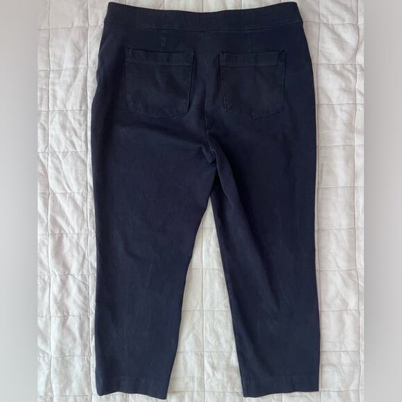 Spanx Dark Navy Cropped Tapered Chino Pants Work Office Professional - XL - Picture 2 of 9